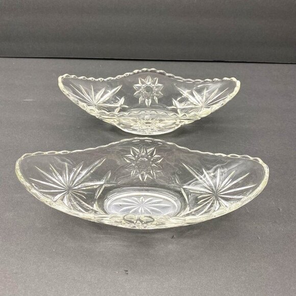 Cut Glass Candy Nut Dish Star Of David Pinwheel Sawtooth Edges Vtg Set Of 2 - Picture 1 of 12